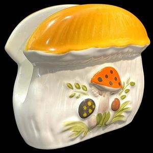 Vintage 1960s Magic Mushrooms Ceramic Napkin Holder by Laurentian Pottery Quebec